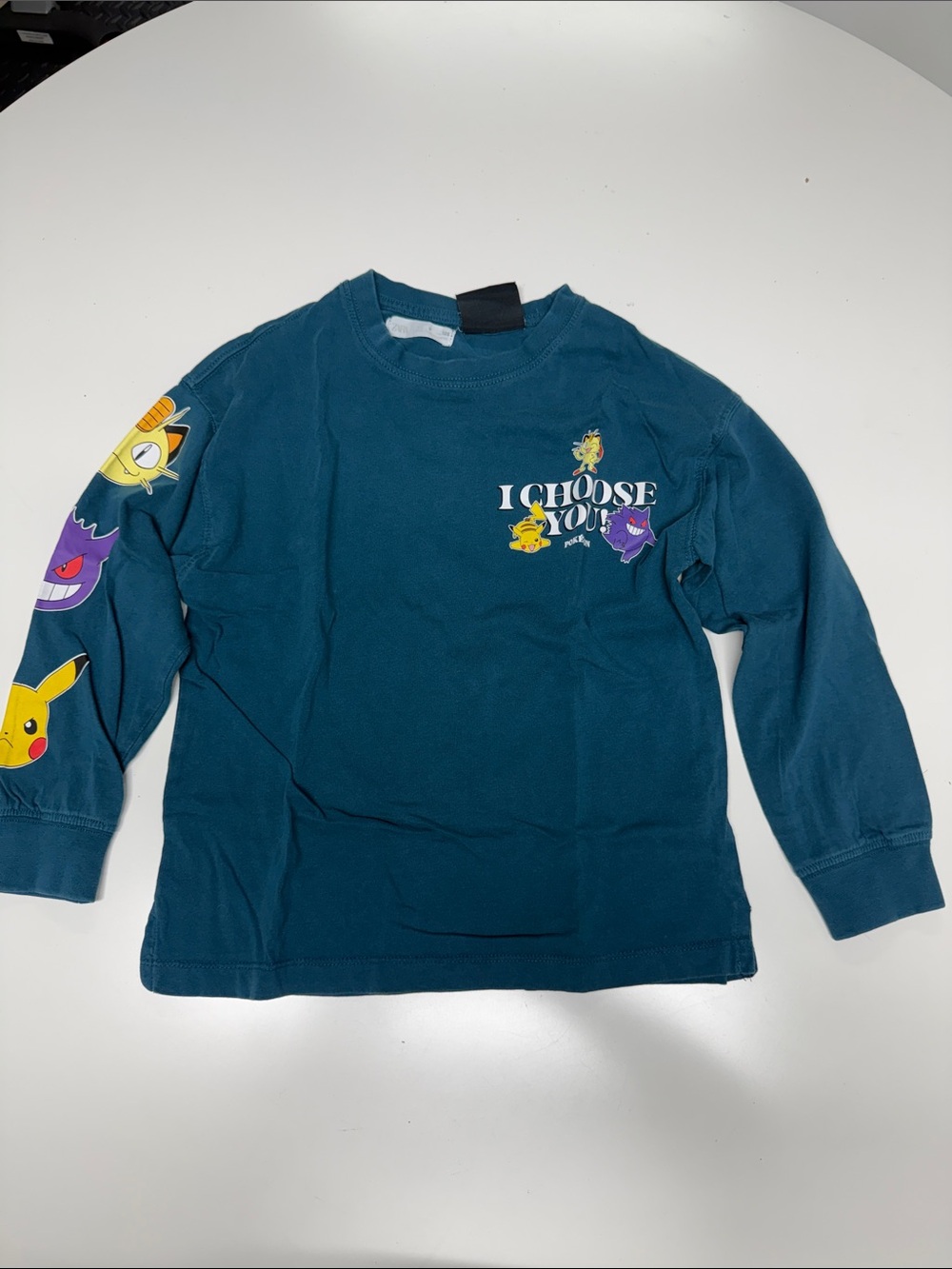 Zara Kids POKÉMON Teal 'I Choose You' Graphic Long-Sleeve Shirt